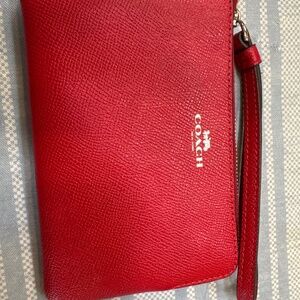 Red Coach zipper wristlet
